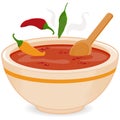 Bowl of hot chili soup. Vector illustration