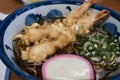 A bowl of tempura soba noodle