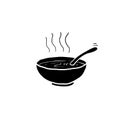 Bowl of hot soup hand drawn doodle icon. Miso soup vector sketch illustration cartoon