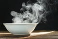 Steaming of hot soup in white bowl. Royalty Free Stock Photo