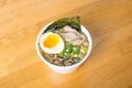Bowl of Hot and Sour Beef Broth With Spinach Ramen Noodles Royalty Free Stock Photo