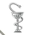 Bowl of Hygeia hand drawing vintage style.Pharmacy symbol black