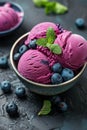 Bowl of Ice Cream With Blueberries and Raspberries Royalty Free Stock Photo