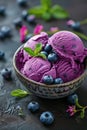 Bowl of Ice Cream With Blueberries and Raspberries Royalty Free Stock Photo