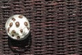 Bowl of ice cream with chocolate raisins, top view and copy space Royalty Free Stock Photo