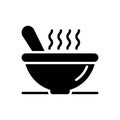 Black solid icon for Bowl, goblet and food Royalty Free Stock Photo