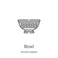 bowl icon vector from ancient greece collection. Thin line bowl outline icon vector illustration. Linear symbol for use on web and