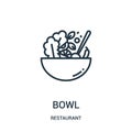 bowl icon vector from restaurant collection. Thin line bowl outline icon vector illustration Royalty Free Stock Photo