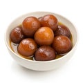 Bowl of Indian Sweet Gulab Jamun Isolated on White Background Royalty Free Stock Photo