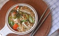 Bowl of instant noodles with parsley Royalty Free Stock Photo