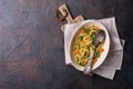 Bowl of Italian rotini pasta with vegetables Royalty Free Stock Photo