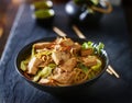 Bowl of japanese chicken yakisoba