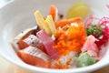 Bowl of Japanese mix sashimi don on rice Royalty Free Stock Photo