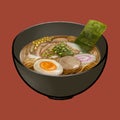 Bowl of Japanese ramen illustration