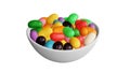 Bowl of jelly candies on on isolated background