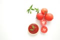 Bowl of ketchup or tomatoes sauce with ingredients on white background Royalty Free Stock Photo