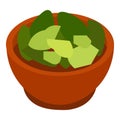Bowl of leaf spices icon, isometric style