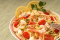 Bowl of lemon pasta and shrimp Royalty Free Stock Photo