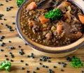 A bowl of lentil soup from above Royalty Free Stock Photo
