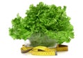 Bowl with lettuce over white Royalty Free Stock Photo