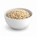 Bowl of Light Brown Cooked Rice Close Up on White Background in Studio Royalty Free Stock Photo
