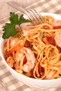 Bowl of linguine with shrimp Royalty Free Stock Photo