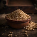 bowl of little millet on a wooden surface