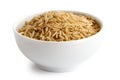 Bowl of long grain brown rice. Royalty Free Stock Photo