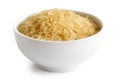 Bowl of long grain parboiled rice.
