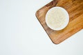 Bowl of long grain white rice on black walnut chopping board Royalty Free Stock Photo