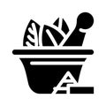 bowl for make pills glyph icon vector illustration