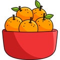 Bowl Of Mandarin Orange Cartoon Colored Clipart