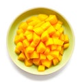 bowl of mango fruit slices on white background Royalty Free Stock Photo