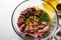 bowl of marinade being mixed for skirt steak Royalty Free Stock Photo