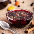 Bowl of mazamorra morada pudding Royalty Free Stock Photo