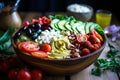 a bowl with a mediterranean cub salad with feta cheese and olives Royalty Free Stock Photo