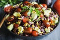 Bowl of Mexican black bean and corn salad or Texas caviar bean dip Royalty Free Stock Photo