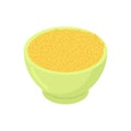 Bowl of millet cereal isolated. Healthy food for breakfast. Vector illustration