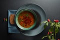 Bowl of minestrone soup with bread Royalty Free Stock Photo