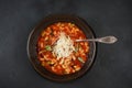 A bowl of minestrone soup with mix of vegetables. Italian cuisine Royalty Free Stock Photo