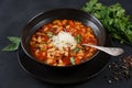 A bowl of minestrone soup with mix of vegetables. Italian cuisine Royalty Free Stock Photo