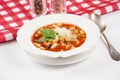 A bowl of minestrone soup with mix of vegetables. Italian cuisine Royalty Free Stock Photo