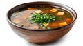 A bowl of miso soup, isolated on white background Royalty Free Stock Photo