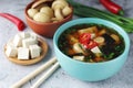 A bowl with miso soup, traditional Japanese dish