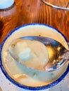 A bowl of New England clam chowder