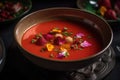 Bowl Of Nitrogeninfused Gazpacho With Chilled And Refreshing Taste. Generative AI Royalty Free Stock Photo