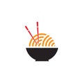 Bowl of noodle with chopstick simple geometric logo vector Royalty Free Stock Photo