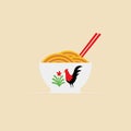 Bowl of noodle vector illustration flat design. Mie ayam vector design