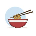 Bowl of Noodles with Chopsticks. Royalty Free Stock Photo