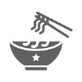 Bowl, noodles, soup icon. Gray Vector design is isolated on a white background